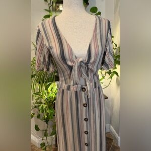 Mimi Chica Multicolor Striped Midi Dress